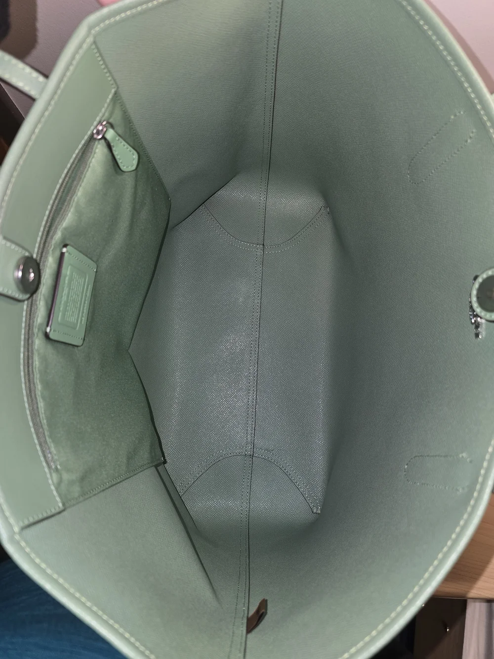 COACH CR111 Light Green Leather City Tote Large Shoulder Bag *please Read*